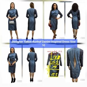 Talbot Runhof Denim-Inspired Dress Size M/8-10